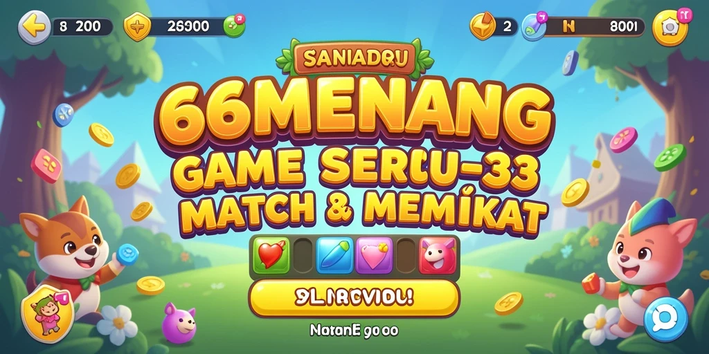 Screenshot utama 66MENANG menampilkan gameplay seru Match-3 yang adiktif.