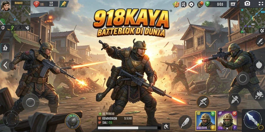Tangkapan layar 918KAYA yang menunjukkan aksi pertempuran mendebarkan.