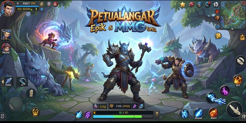 Tampilan gameplay menarik dengan pertarungan epik antara pemain dan monster.