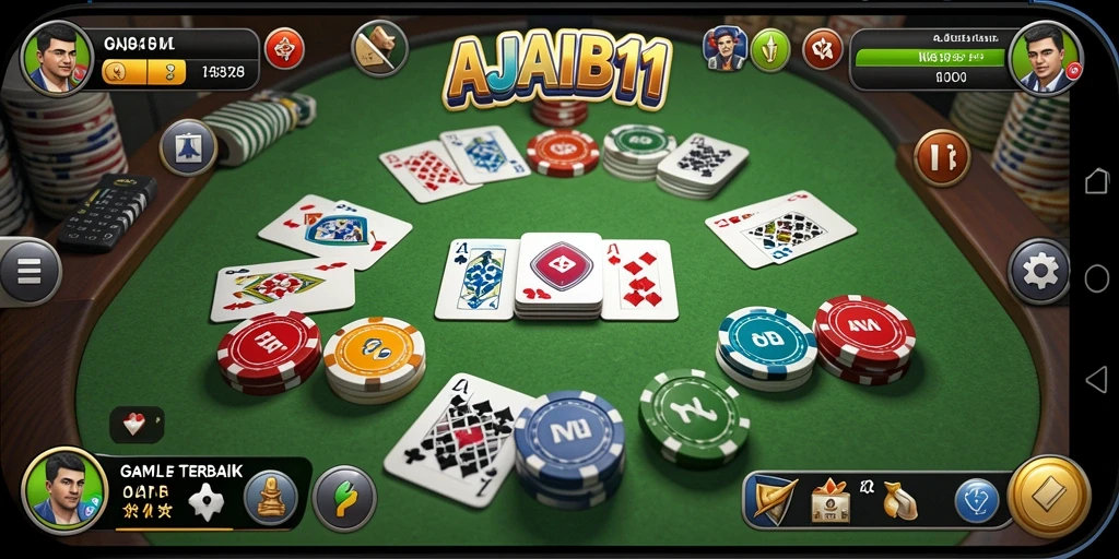 Tampilan gameplay AJAIB11 saat bermain Gaple bersama teman.