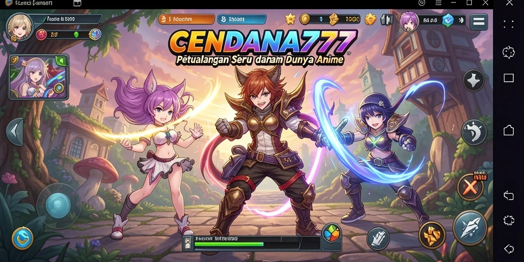 Tampilan gameplay CENDANA777 dengan karakter anime yang menarik.