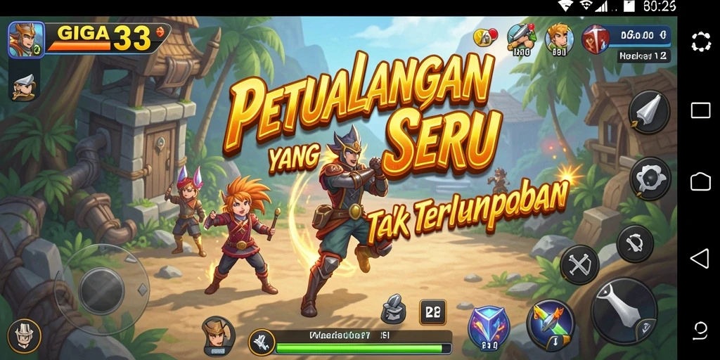 Tampilan grafis GIGA33 yang menawan dalam gameplay Adventure.