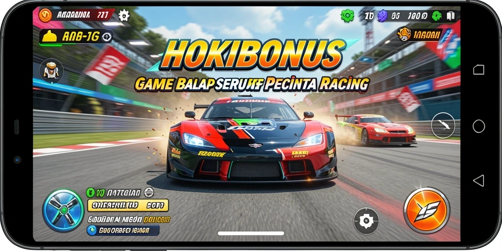 Screenshot gameplay HOKIBONUS menampilkan balapan mendebarkan di trek kota.
