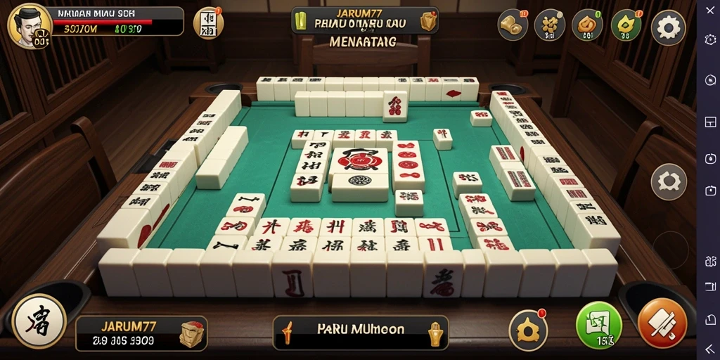 Screenshot dari gameplay JARUM77 yang menunjukkan papan Mahjong yang menawan.