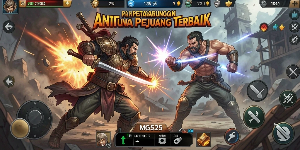 Tampilan gameplay seru dari MG525 dengan karakter bertarung.