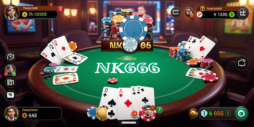 Screenshot NK666 menampilkan aksi seru permainan Poker yang mendebarkan.