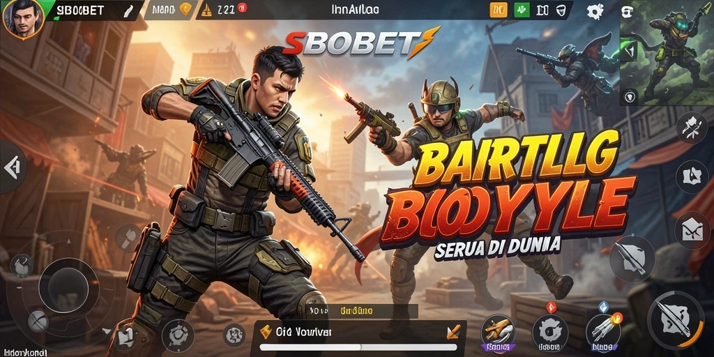 Screenshot gameplay SBOBET menunjukkan aksi pertarungan mendebarkan dalam Battle Royale.