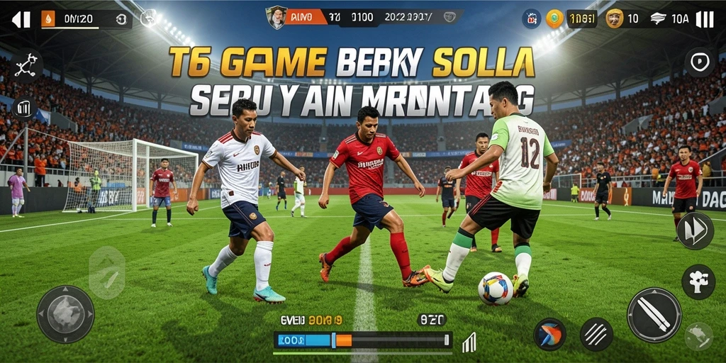 Tampilan gameplay menegangkan di lapangan sepak bola T6.